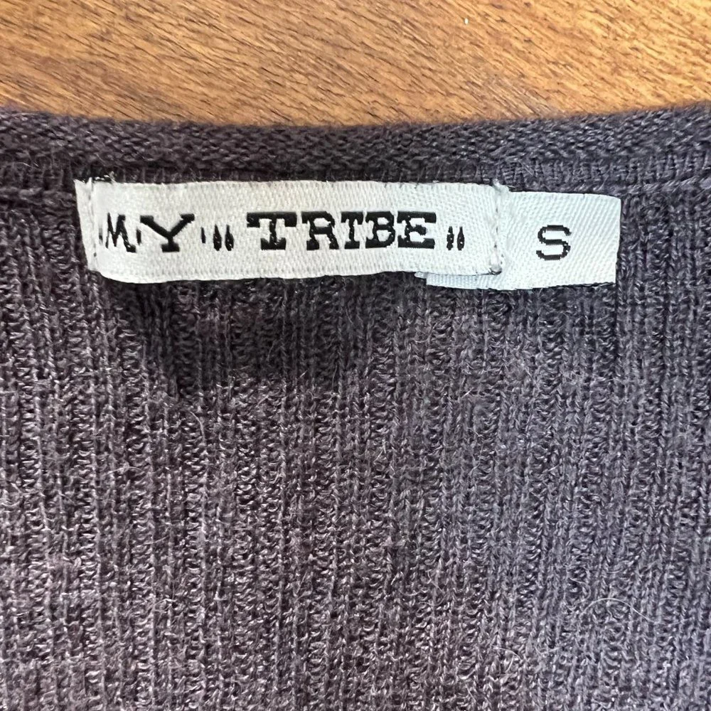 My Tribe Tunic Sweater Womens Small Gray Alpaca Wool Asymmetrical Long‎ Sleeve